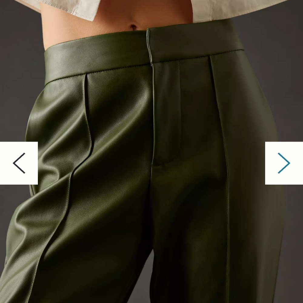 Avec Les Files Green Faux leather pants - Picture 3 of 5